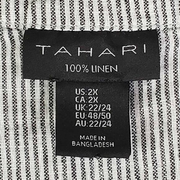 Tahari Dress Women's Plus Size 2X White Striped Linen Resort Lagenlook SS - Picture 5 of 7